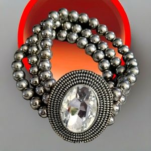 Three strand bead stretch bracelet